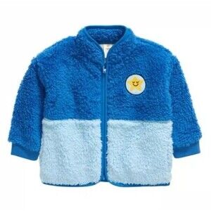 Tucker + Tate Baby Boy 3M Blue Colorblock Sherpa Zip Up Jacket Embroidered